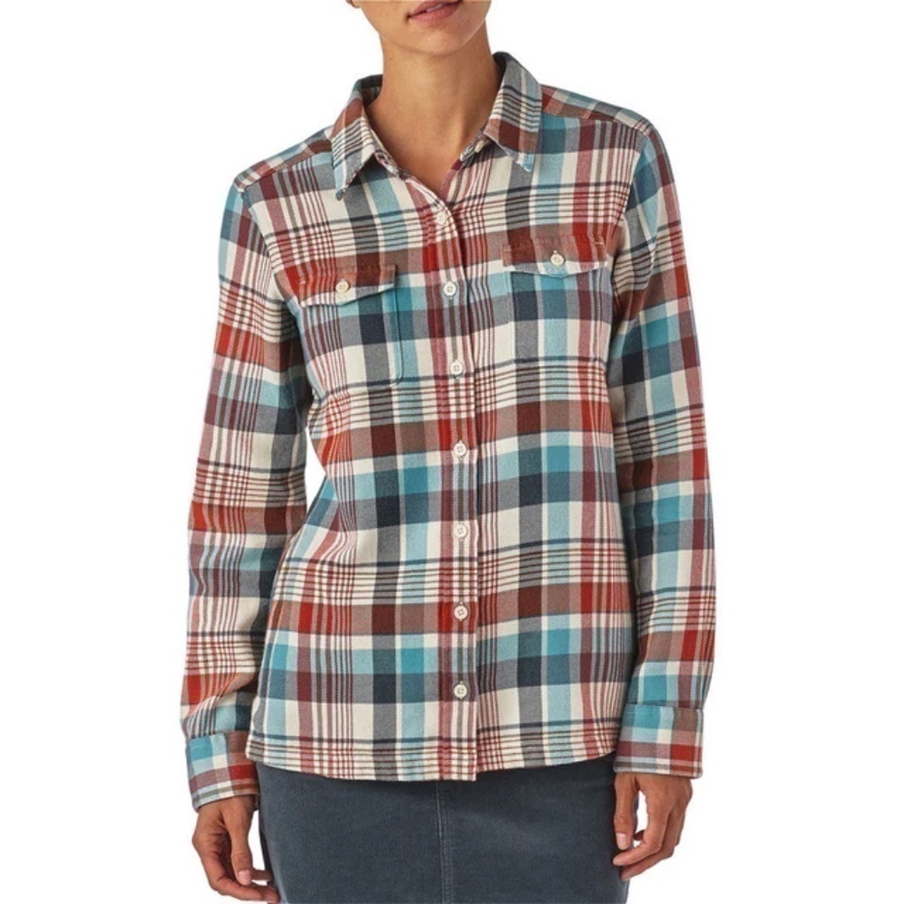 Patagonia Fjord Plaid 100% Cotton Flannel Button-Down Long Sleeve Shirt - Sz 2